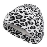 Women's autumn and winter new fashion leopard print woolen hat casual double-layer warm knitted hat fit 18mm snap button jewelry