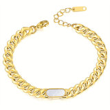 Stainless Steel shell Cuban Chain Bracelet Gold Plated Bracelet