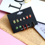 Christmas earring set Small and exquisite color alloy full diamond earrings temperament simple earrings