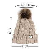 Horsetail Hair Ball Woolen Hat Warmth Twisted Hat Crimped Edge Knitted Hat fit 18mm snap button jewelry