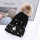 Christmas ladies five-pointed star knitted hats fashion woolen woolen hats outdoor thickened warmth caps fit 18mm snap button jewelry