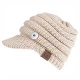 Labeled Baseball Cap Peaked Cap Back Opening Ponytail Hat Autumn and Winter Woolen Hat Ladies fit 18mm snap button jewelry