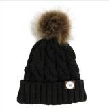 Horsetail Hair Ball Woolen Hat Warmth Twisted Hat Crimped Edge Knitted Hat fit 18mm snap button jewelry