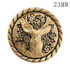 23MM Christmas deer golden elk metal fit 20mm snap jewelry