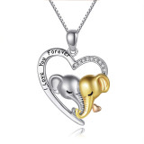 Love Heart Shaped Elephant Pendant Necklace Simple Letter Pendant Jewelry  45+5CM Necklace