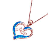 Love Heart Shaped MOM Letter Pendant Necklace Mother's Day Gift  45+5CM Necklace