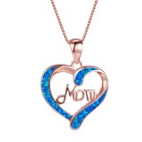 Love Heart Shaped MOM Letter Pendant Necklace Mother's Day Gift  45+5CM Necklace