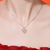 Love Heart Shaped Elephant Pendant Necklace Simple Letter Pendant Jewelry  45+5CM Necklace