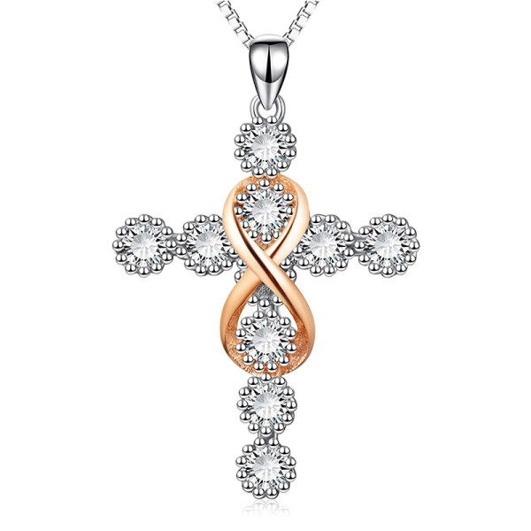 Religion Cross 8 Diamond Pendant Necklace  45+5CM Necklace