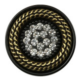 20MM Metal button Black rhinestone gold fit 20mm snap jewelry