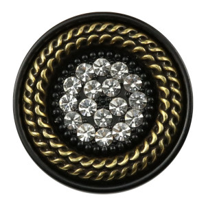 20MM Metal button Black rhinestone gold fit 20mm snap jewelry