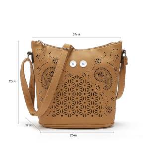 Bucket bag versatile hollow handbag fashion large capacity women's bag shoulder diagonal bag fit 18mm snap button jewelry