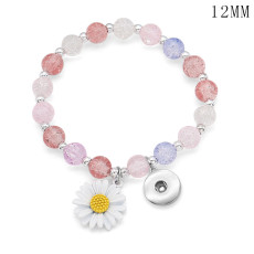 Daisy 1 buttons With  snap crystal Elasticity  bracelet fit12MM  snaps jewelry
