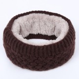 Autumn and winter knitted bib men and women plus velvet warm scarf outdoor fashion thickening single-loop double-layer pullover collar