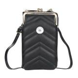 Mobile phone bag women large-capacity embroidered one-shoulder messenger bag fashion vertical wallet fit 18mm snap button jewelry