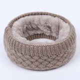 Autumn and winter knitted bib men and women plus velvet warm scarf outdoor fashion thickening single-loop double-layer pullover collar