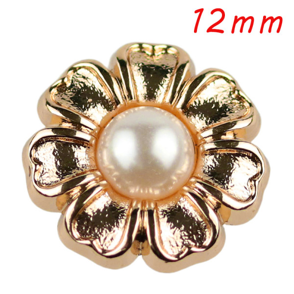 12MM High quality metal pearl  gold plated snap charms fit 12mm snap jewelry