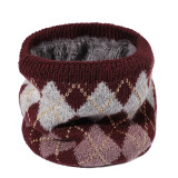 Autumn and winter household plus cashmere collar warm scarf men and women sports knitted checkered collar windproof scarf