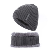 2-piece winter men's hat knitted hat suit adult hat warm hat plus velvet thick hat scarf to keep warm