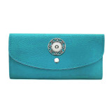 Women's card case wallet long leather fit 18mm snap button jewelry