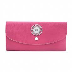 Women's card case wallet long leather fit 18mm snap button jewelry