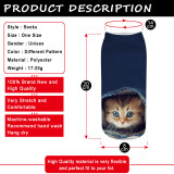 Cat 3D printed socks, short tube women's socks, boat socks
