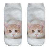 Cat 3D printed socks, short tube women's socks, boat socks