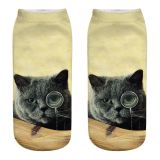 Cat 3D printed socks, short tube women's socks, boat socks