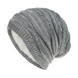 Wool knitted hat men and women the same style warm and velvet outdoor leisure hat diamond knitting