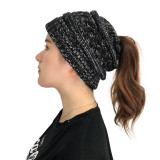 Autumn and winter hats New products Knitted ponytail hat Ladies ponytail woolen hat