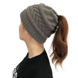Autumn and winter hats New products Knitted ponytail hat Ladies ponytail woolen hat