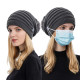 New autumn and winter hanging mask woolen cap women fashion Baotou cap warm ear protection knitted hat hair ball