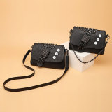 Women's bag chain rivet black skull shoulder bag diagonal bag women fit 18mm snap button jewelry