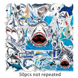 50 shark stickers, personalized cross-border ferocious marine creature stickers, DIY skateboard water cup luggage stickers