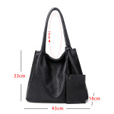 All-match premium niche texture trend single shoulder tote big bag black commuter bag