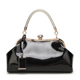 Fashion all-match patent leather handbags shiny clip rhinestone lock handbag shoulder diagonal wedding bag