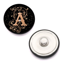 Painted Metal 20MM Shiny Buttons 26 letters fit 20mm snap jewelry