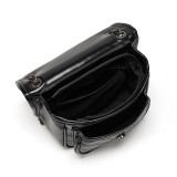 Embroidered thread chain bag women's solid color small black bag shoulder diagonal soft leather handbag small square bag