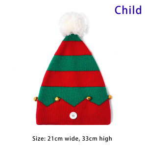 Children's hats autumn and winter new Christmas hats striped bells knitted woolen hats Christmas hats for Christmas gifts fit 18mm snap button jewelry