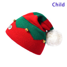 Children's hats autumn and winter new Christmas hats striped bells knitted woolen hats Christmas hats for Christmas gifts fit 18mm snap button jewelry