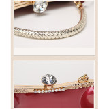 Fashion all-match patent leather handbags shiny clip rhinestone lock handbag shoulder diagonal wedding bag fit 18mm snap button jewelry