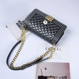 Jelly bag rivet diamond chain ladies shoulder bag jelly bag fashion handbag fit 18mm snap button jewelry