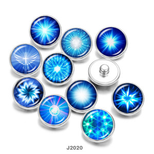 Painted metal 20mm snap buttons Blue light cross  Pattern  DIY jewelry
