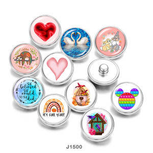 Painted metal 20mm snap buttons  love  rabbit  bird  DIY jewelry