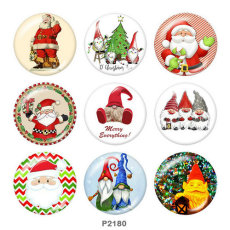 Painted metal 20mm snap buttons  Christmas   Santa Claus   DIY jewelry