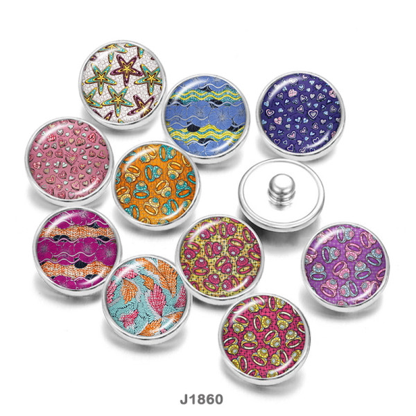 Painted metal 20mm snap buttons  Pattern   DIY jewelry