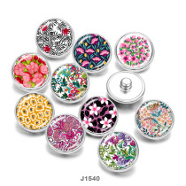 Painted metal 20mm snap buttons  Flower  DIY jewelry