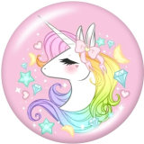 Painted metal 20mm snap buttons  Cartoon  Unicorn  DIY jewelry