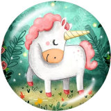 Painted metal 20mm snap buttons  Cartoon  Unicorn  DIY jewelry