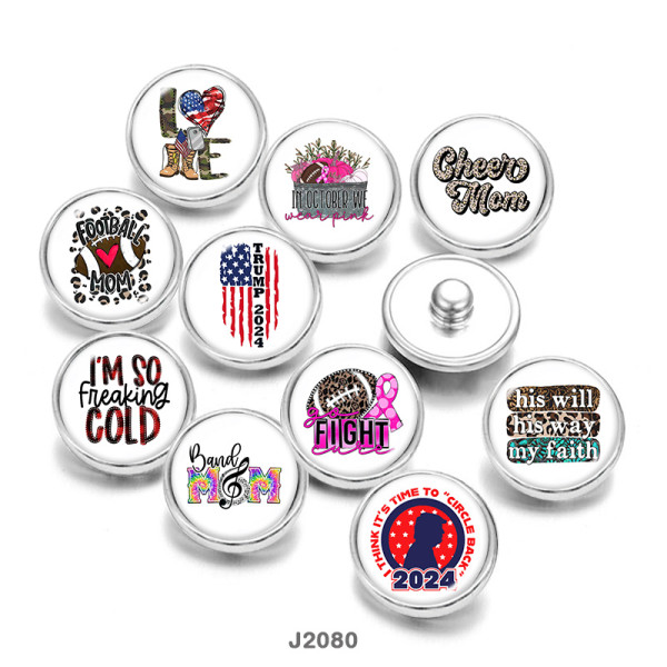 Painted metal 20mm snap buttons  USA  LOVE  MOM  DIY jewelry
